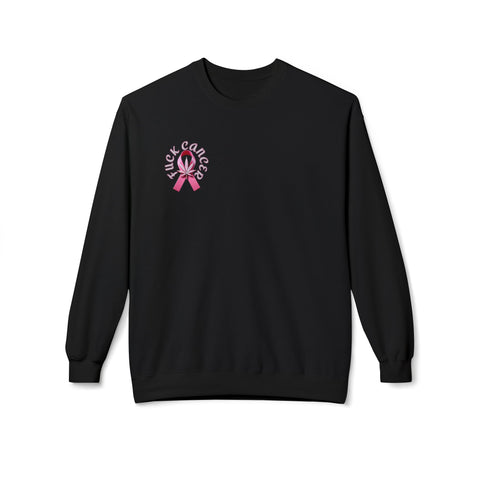 Sweatshirt - Breast Cancer Awareness Ribbon with Cannabis 'Fuck Cancer' Design - Proceeds Benefit Patient Elaine