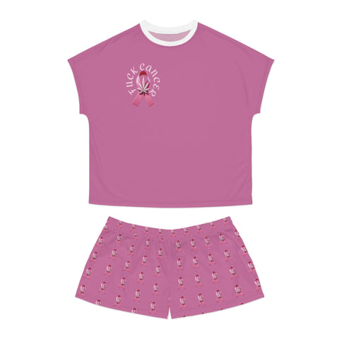 Women's Kush N Cancer Short Pajama Set -  Cancer Awareness Sleepwear