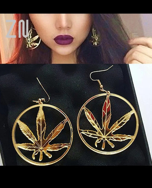 Large gold round Kush earrings